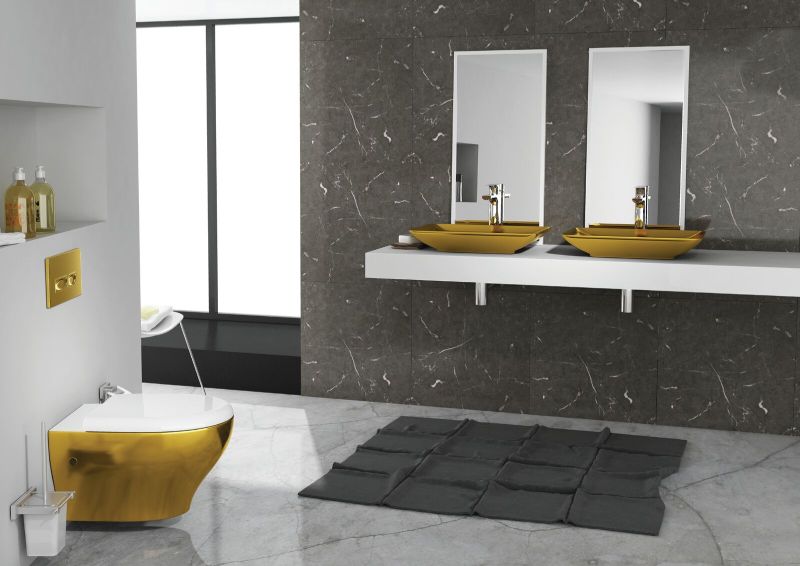 ColorISVEA Sistema basin, Soluzione wall hung pan and flush button