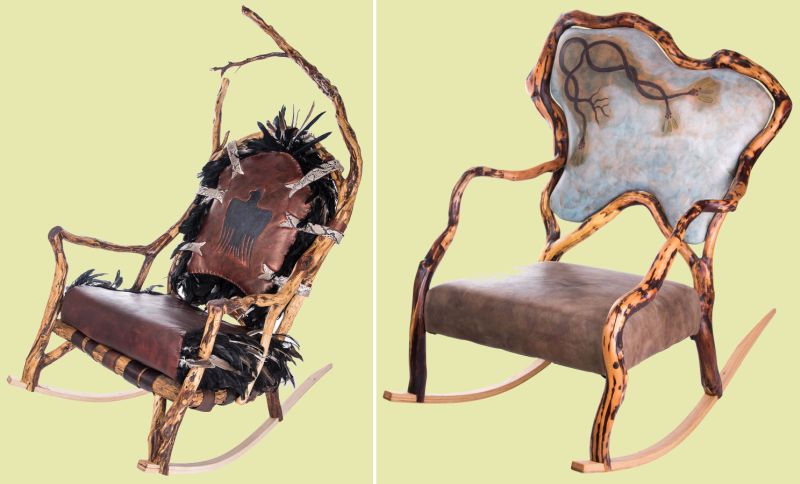 rocking chair made from tree branches