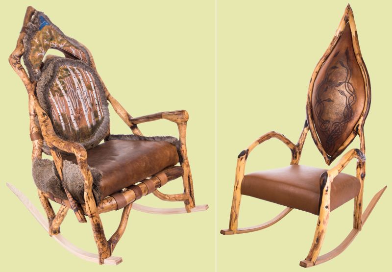 rocking chair made from tree branches