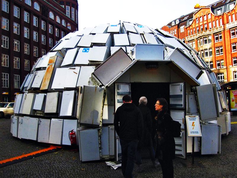 Igloo made from 300 refrigerators1