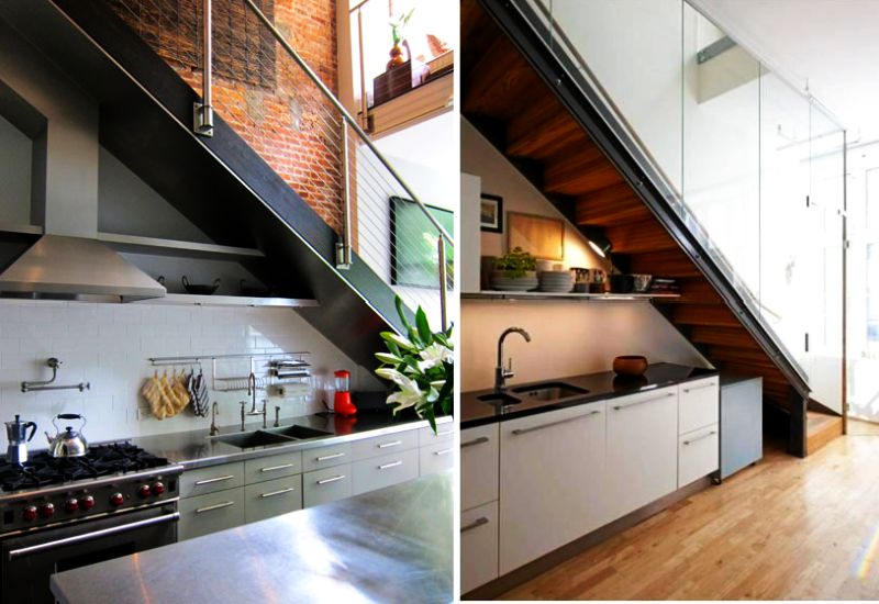 kitchen under stairs