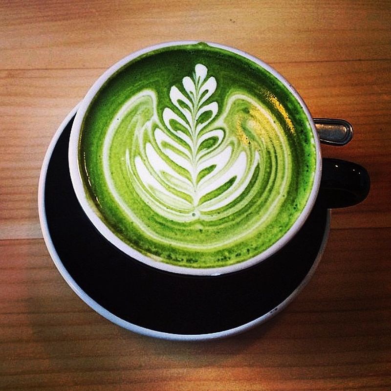 Matcha green tea latte art