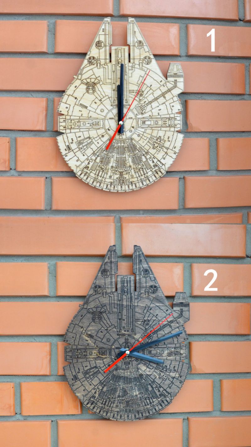 Millennium Falcon wooden wall clock