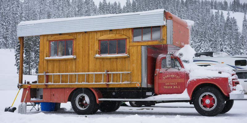 Pro snowboarder turns 1953 GMC fire truck into a fancy home on wheels