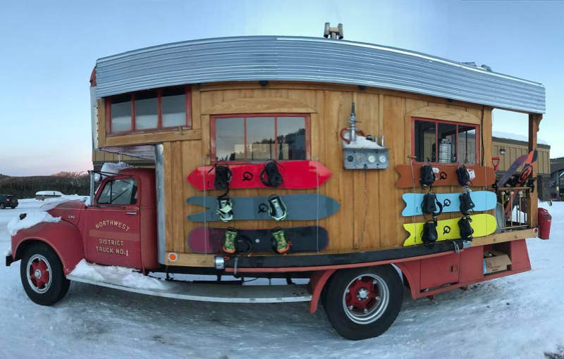 Pro snowboarder turns 1953 GMC fire truck into a fancy home on wheels