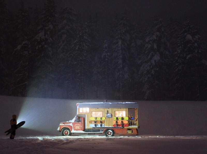 Pro snowboarder turns 1953 GMC fire truck into a fancy home on wheels