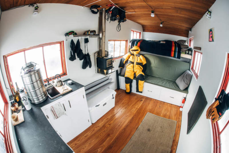 Pro snowboarder turns 1953 GMC fire truck into a fancy home on wheels