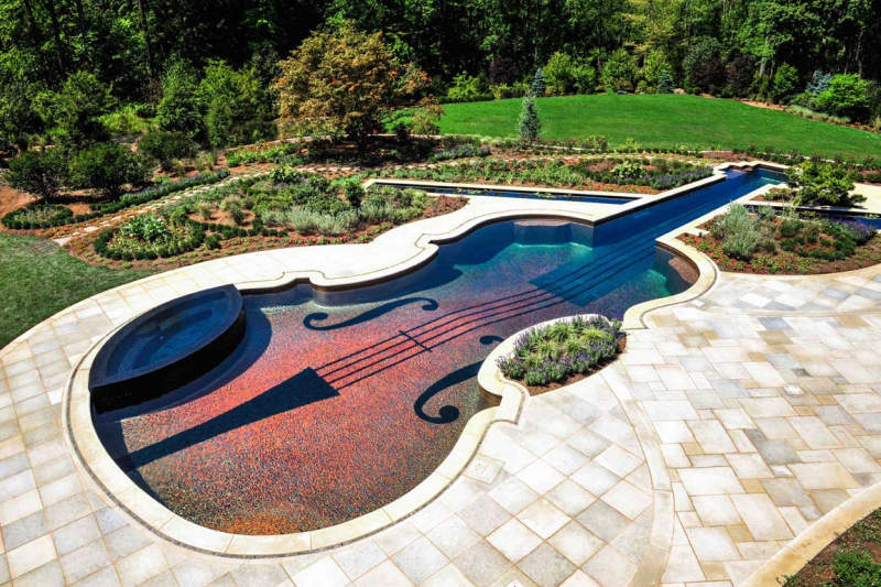 Stradivarius Violin-shaped Backyard Swimming Pool