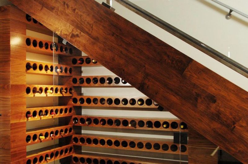 wine rack under stairs