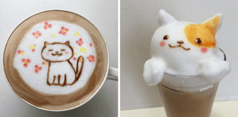 game inspired kitty latte art