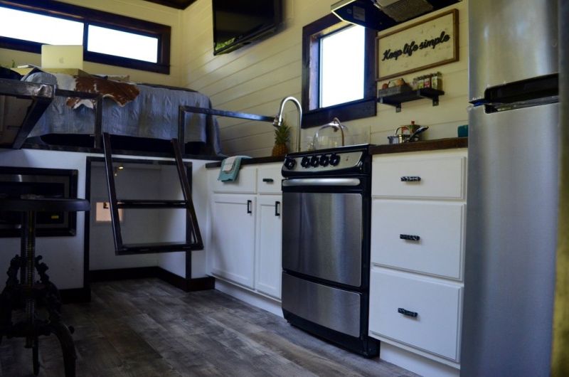 Kitchen area of house on wheels