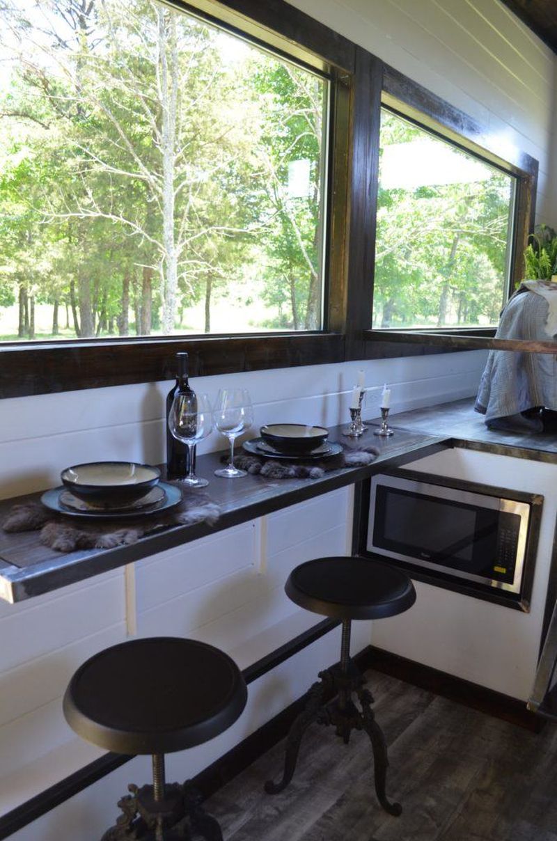 Dining counter with panoramic window view