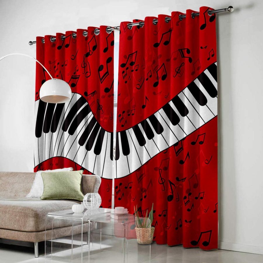 music theme window curtains