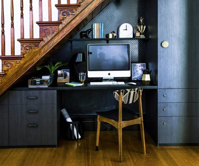 study room under stairs