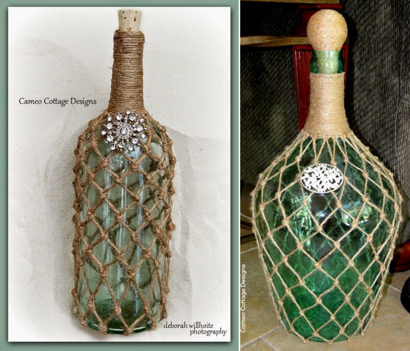 Netted Jute Bottles by Cameo Cottage Designs