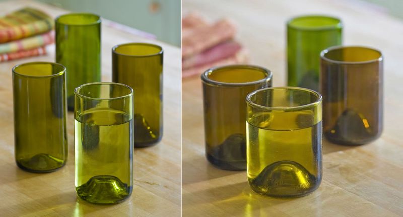 Create glasses using wine bottles