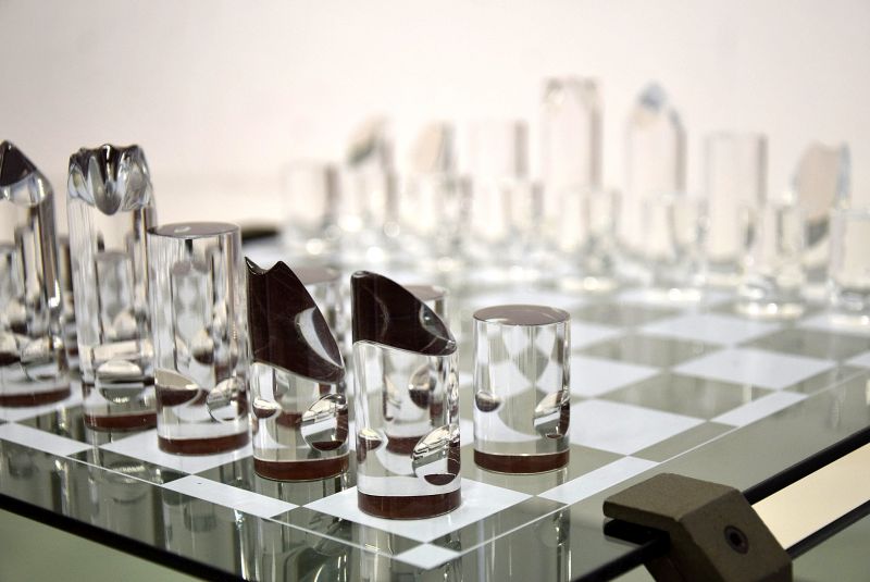 1970s Glass Chess Set