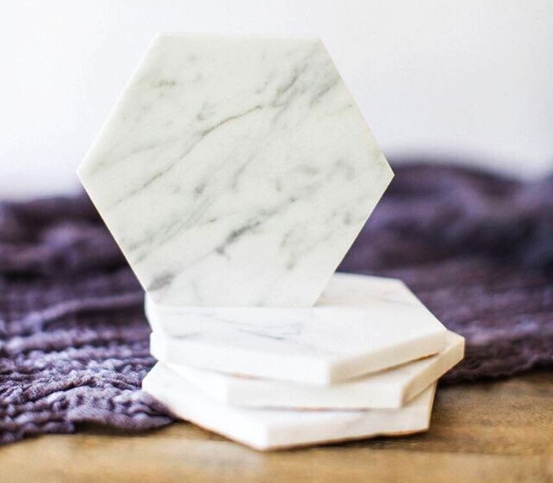 Hexagon marble coaster