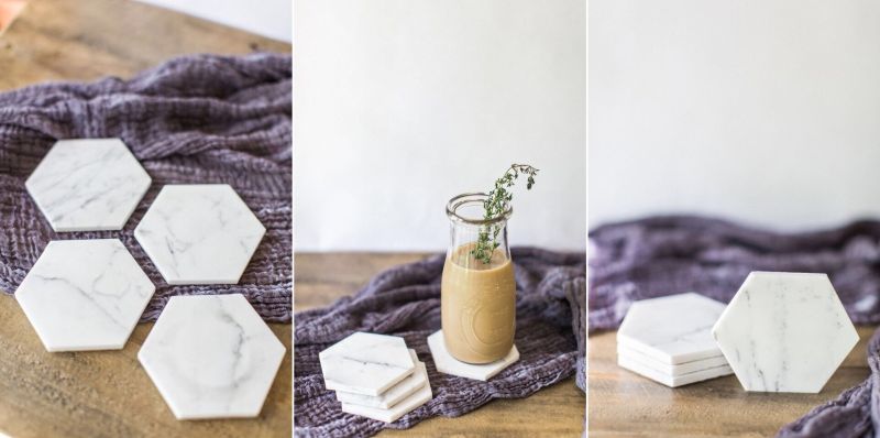 Hexagon marble coaster