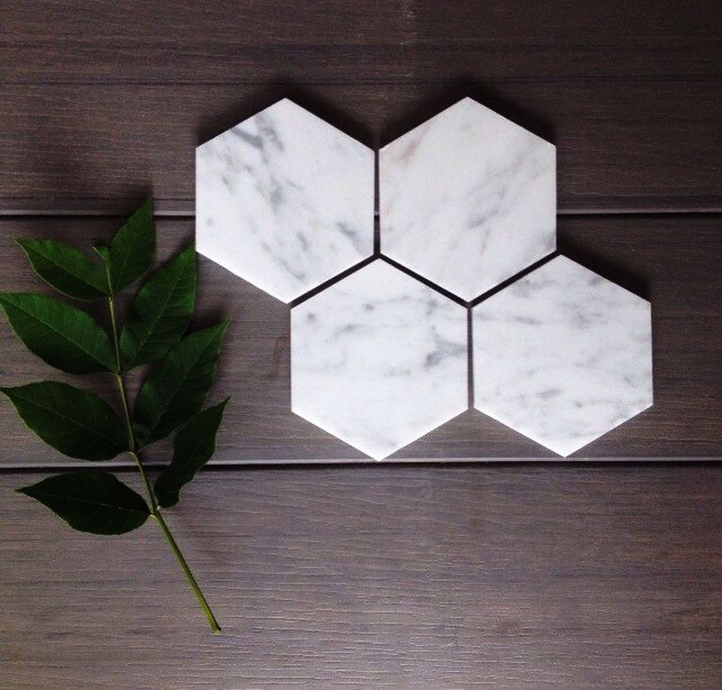 Hexagon marble coaster