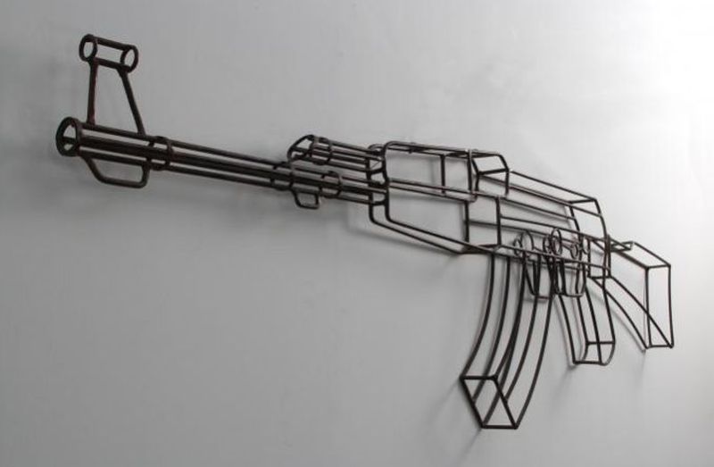 AK-47 metal wall sculpture 