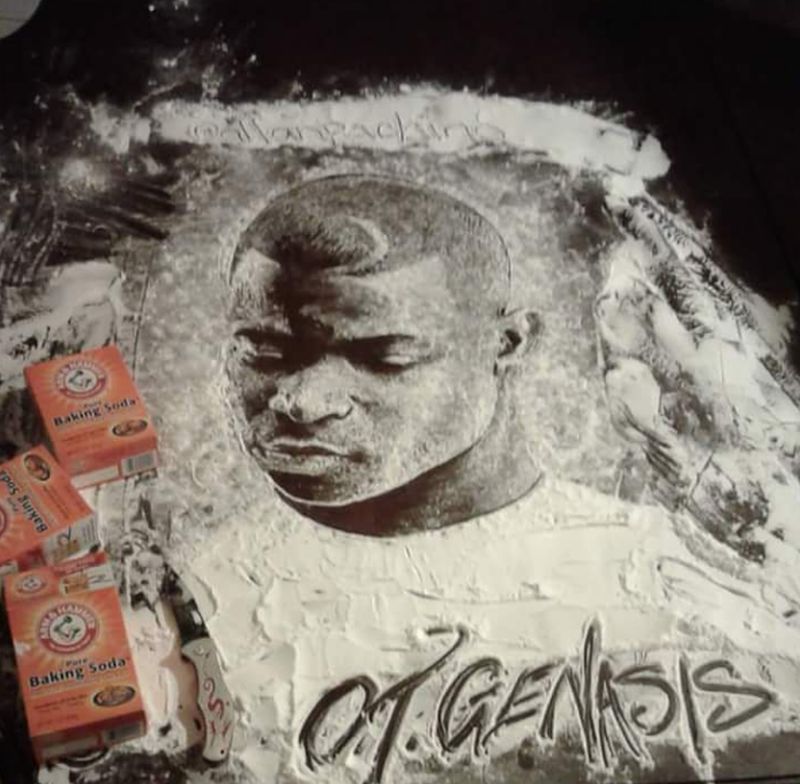 O.T. Genasis's portrait made of baking soda