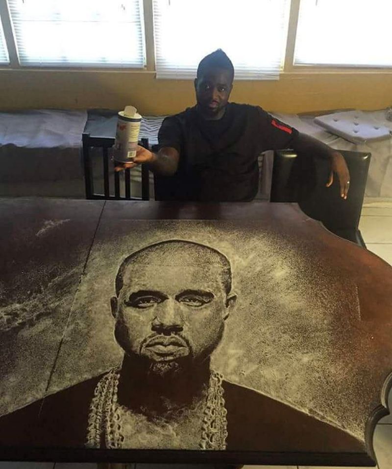 Kanye West's salt portrait by Allah