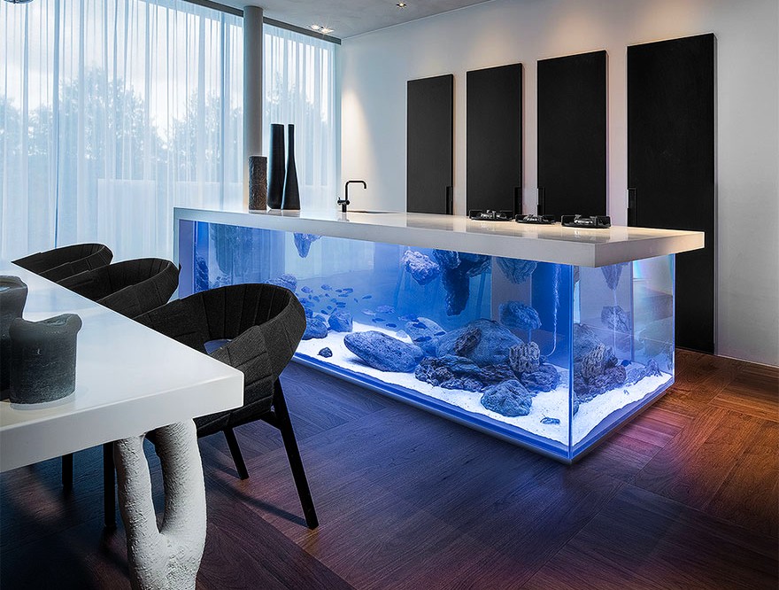 Aquarium kitchen island by Robert Kolenik