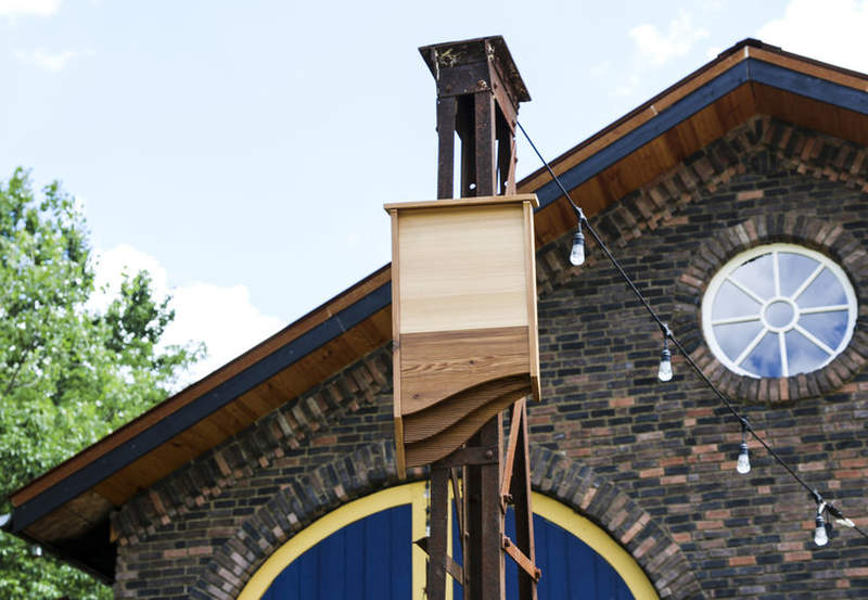 BatBnB is wooden birdhouse specifically designed for bats 