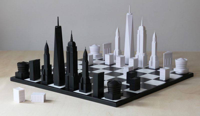 Cityscape chess set