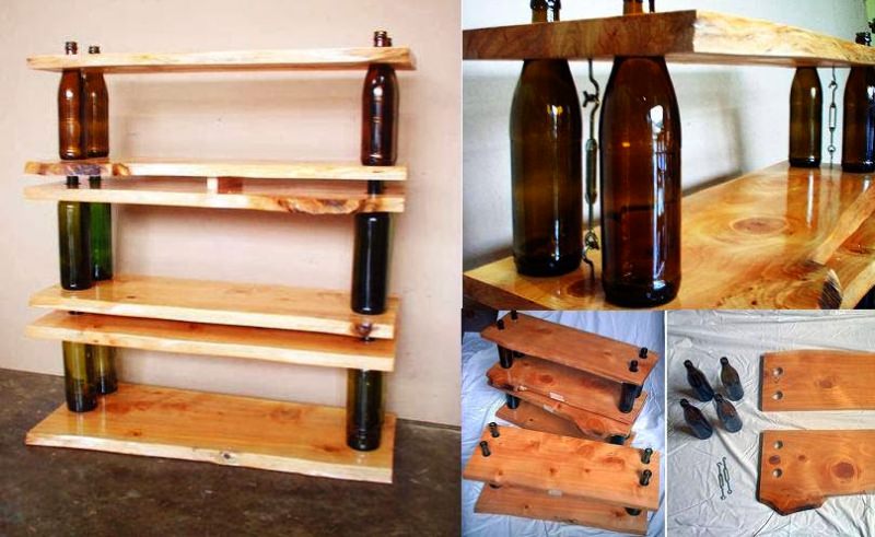 DIY wine bottle shelving