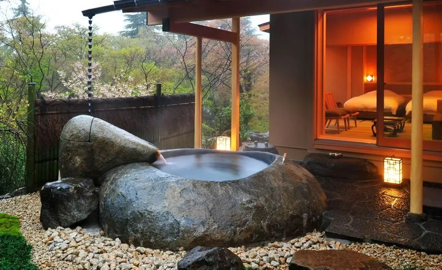 Huge river rock bathtub