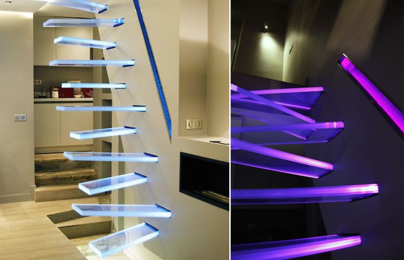 Illuminated Glass Staircase by Frédéric Hamerlak