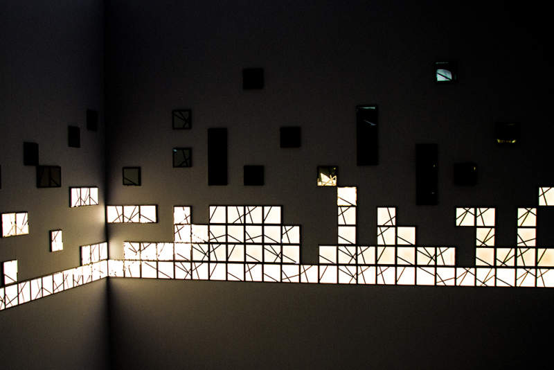 Kumiko modular OLED wall tiles function as lighted wall art 