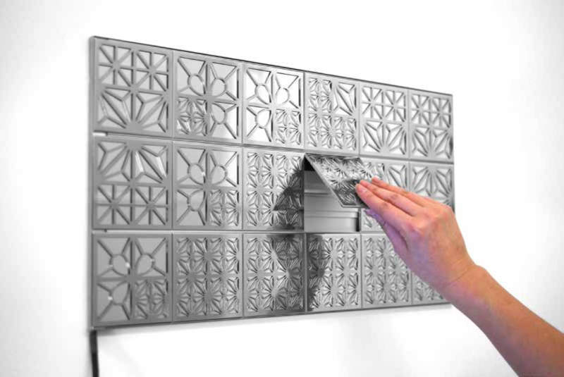 Kumiko modular OLED wall tiles function as lighted wall art 