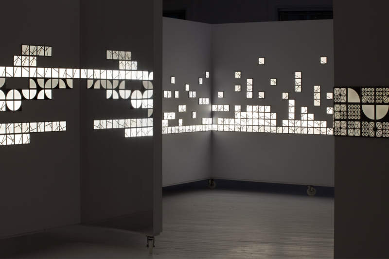 Kumiko modular OLED wall tiles function as lighted wall art 