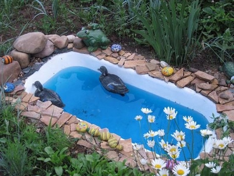 Old Bathtub turned into a duck pond 