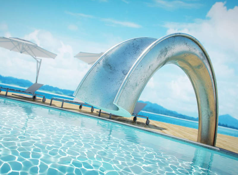 SplinterWorks’ sculptural pool slides bring unlimited fun to your home