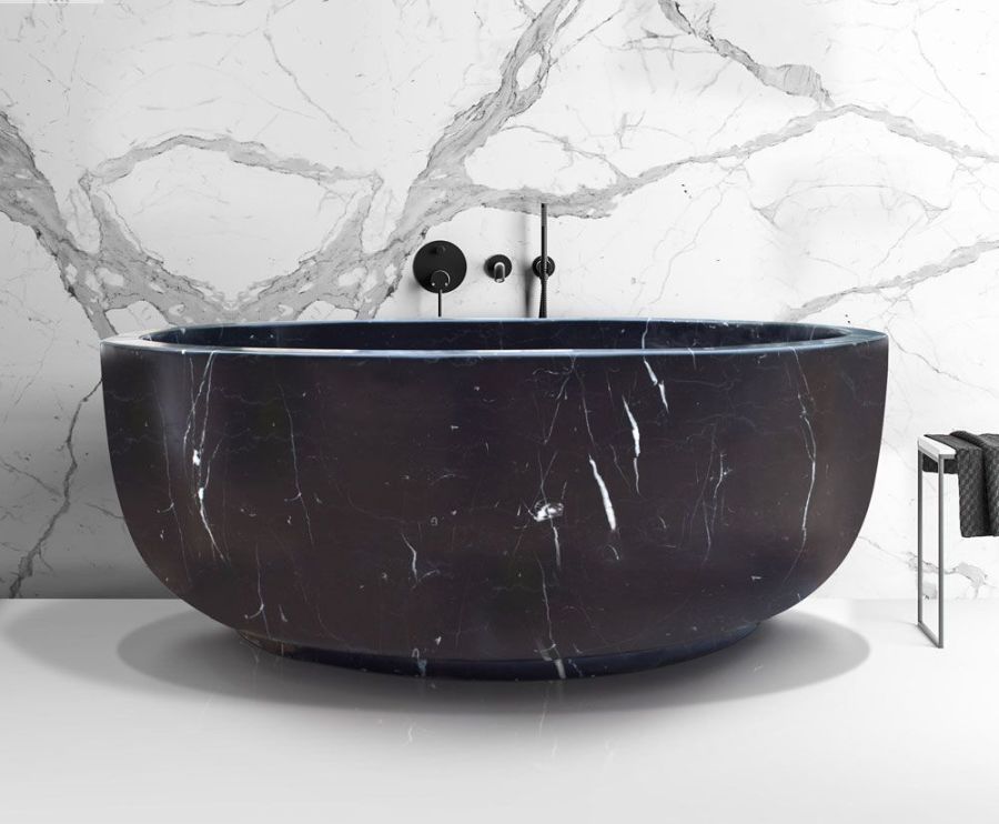 Nero Marquina marble bathtub