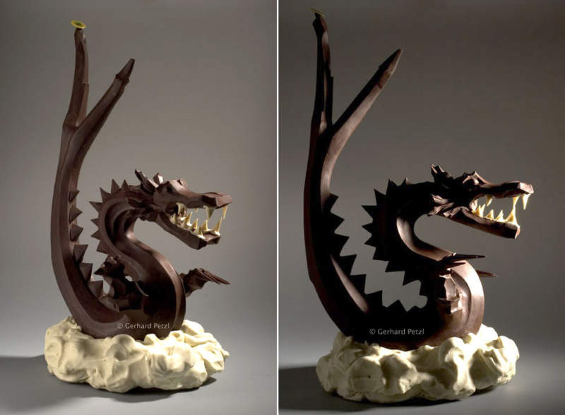 chocolate dragon sculpture