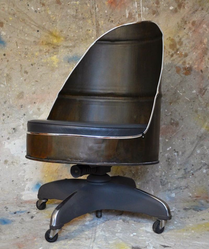 office chair, recycled from an old oil barrel