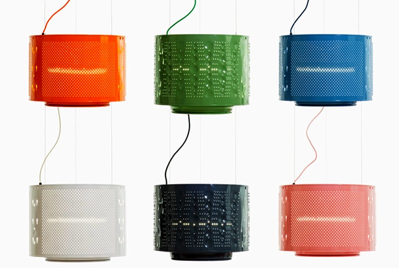 recycled washing machine drum lamp