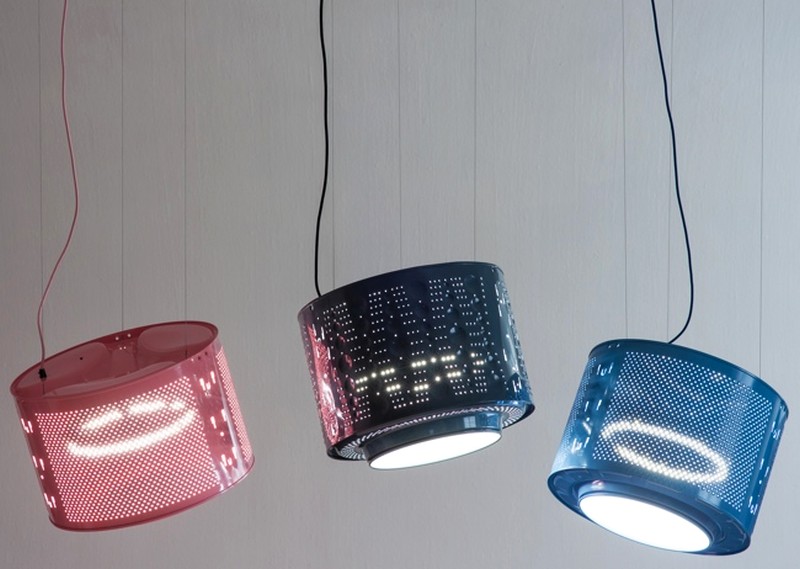 recycled washing machine drum lamp