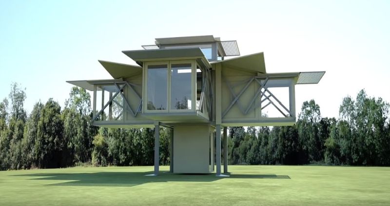 treehouse transforms into a modern home within eight seconds 