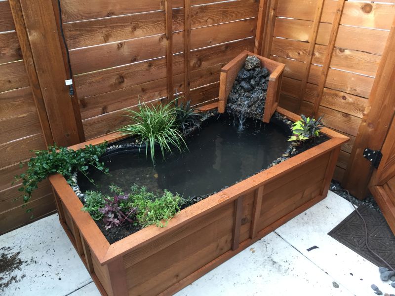 turn old bathtub into a natural-looking pond