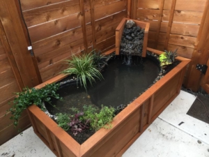 turn old bathtub into a natural-looking pond