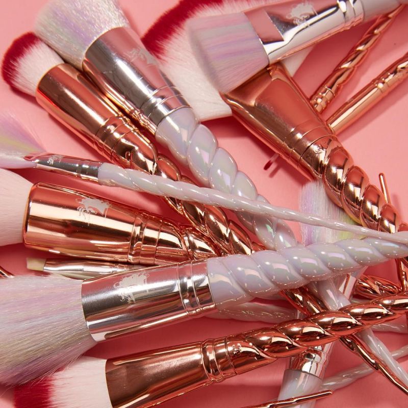 Color-changing unicorn makeup brushes