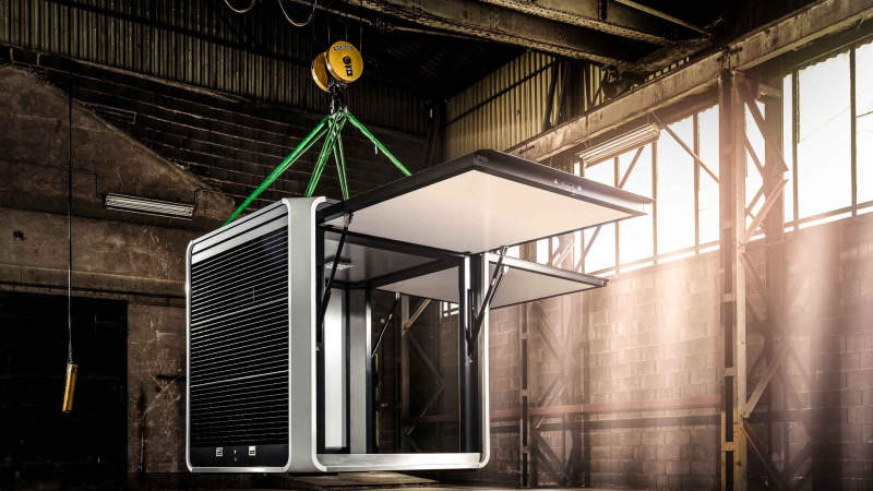 Cubox by HBT is a solar-powered mobile pop-up kiosk 