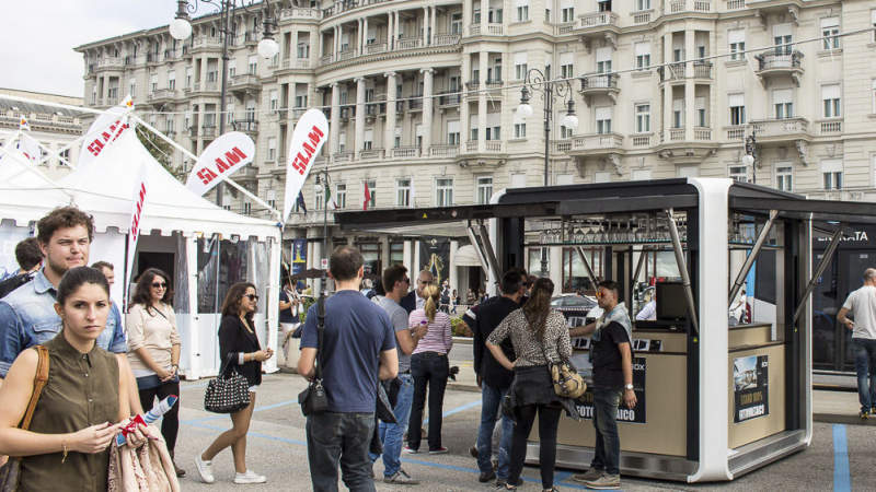 Cubox by HBT is a solar-powered mobile pop-up kiosk 