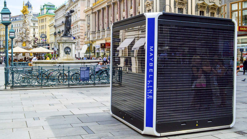 Cubox by HBT is a solar-powered mobile pop-up kiosk 